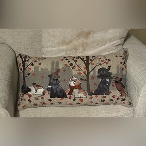 Pier 1 Fall Picture Embroidered Dog Pattern Pillow